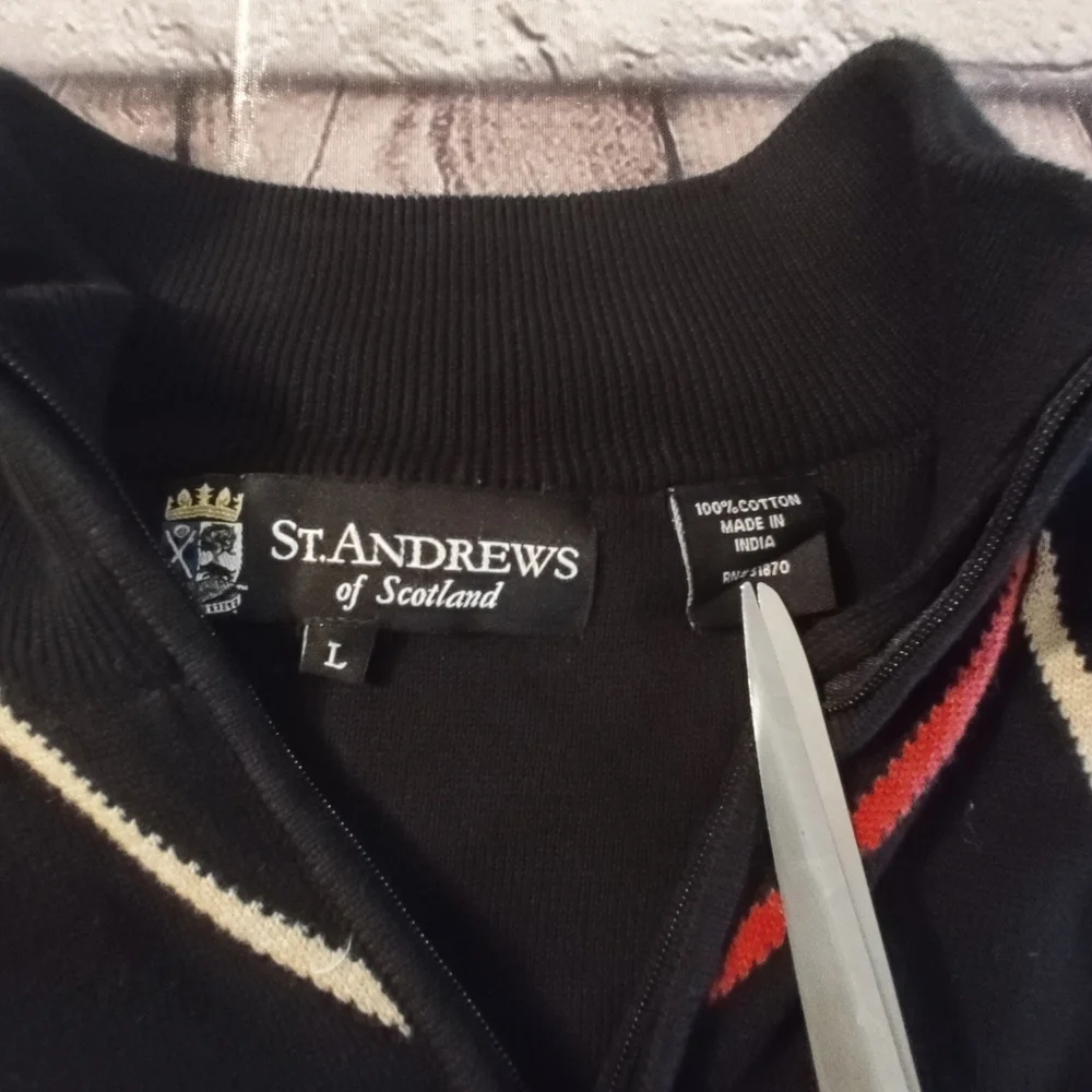 St Andrews Golf Vintage Scotland Sweater Vest  Large Diamond Pattern Navy Pink